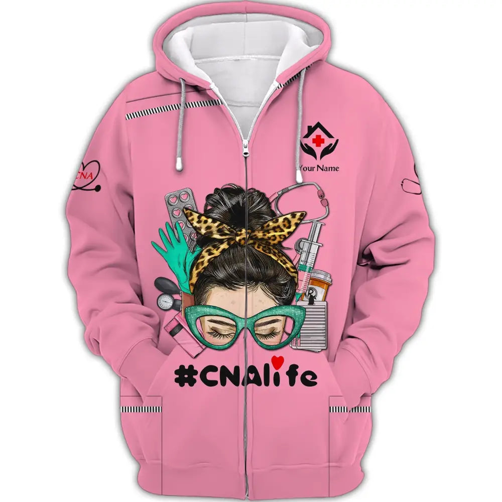 Women Shirt Cna Life T-Shirt Nurse Hoodie For Nurses Zipper / S