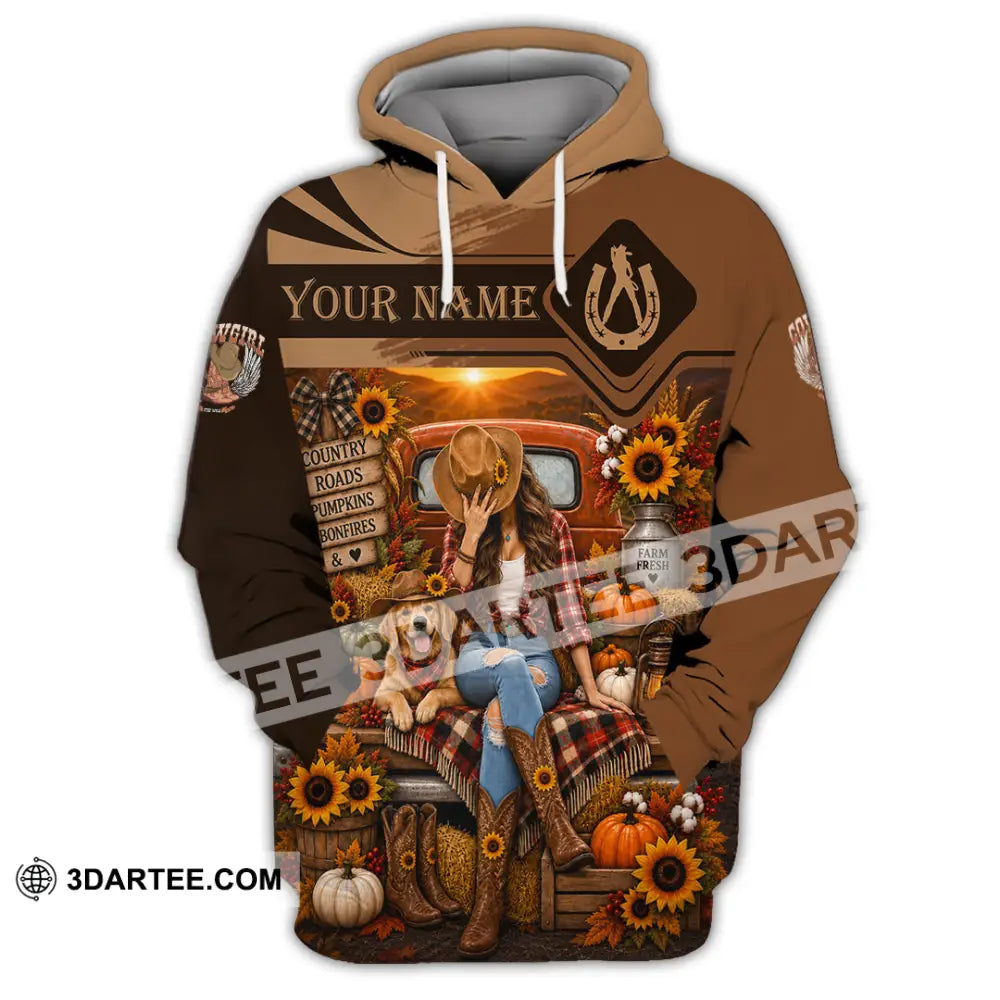 Women Shirt - Custom Autumn Cowgirl Shirt - Hoodie / S - T-shirt