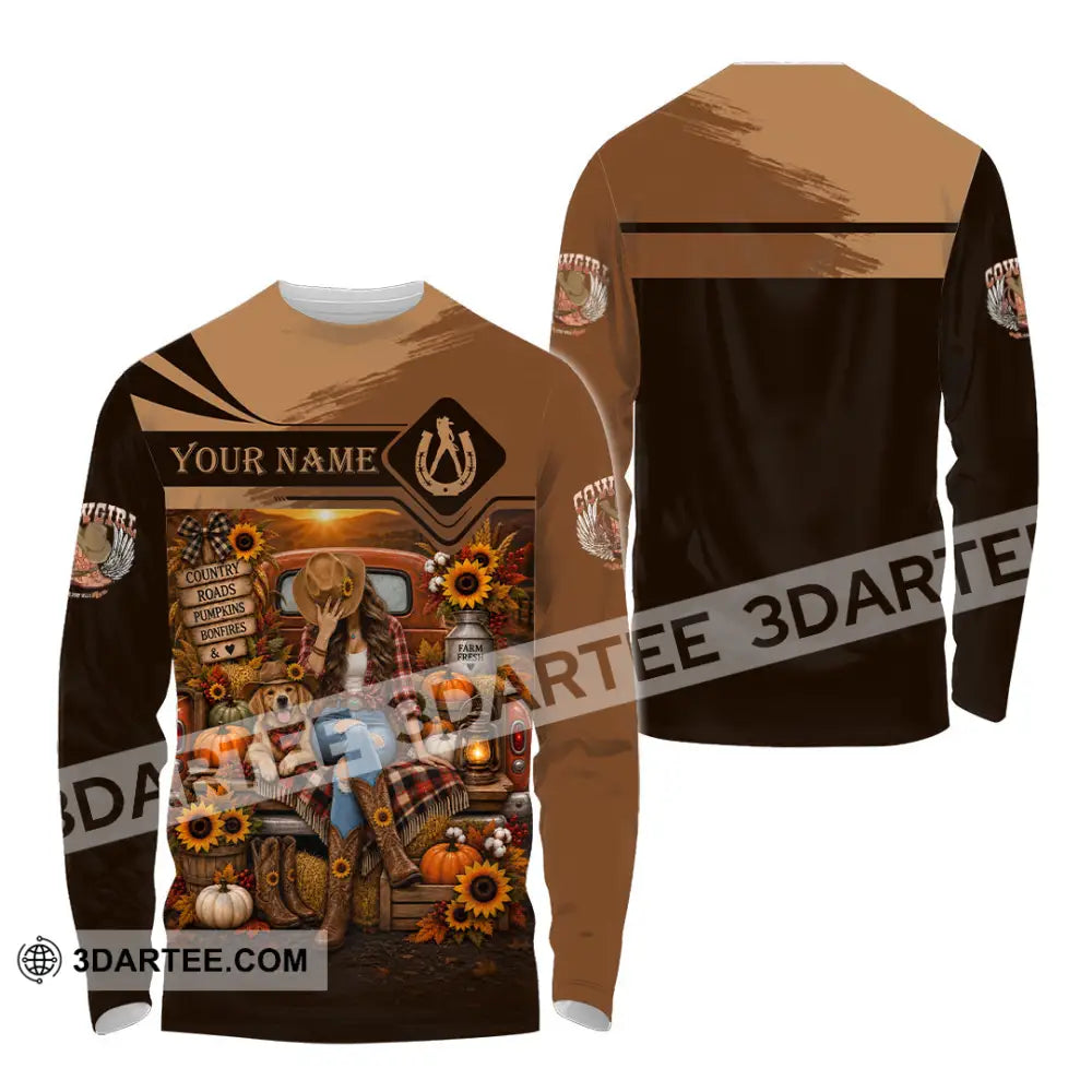 Women Shirt - Custom Autumn Cowgirl Shirt - Long Sleeve Shirt / S - T-shirt