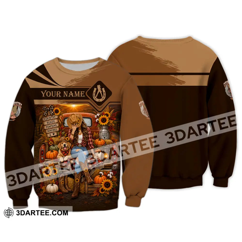 Women Shirt - Custom Autumn Cowgirl Shirt - Long Sleeve / S - T-shirt