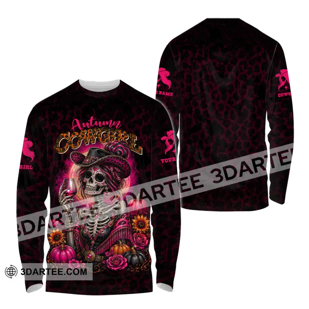 Women Shirt - Custom Autumn Cowgirl Shirt - Long Sleeve Shirt / S - T-shirt