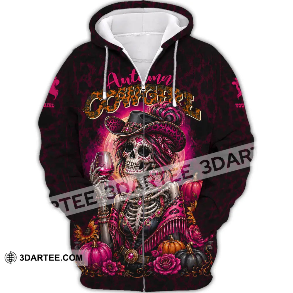 Women Shirt - Custom Autumn Cowgirl Shirt - Zipper Hoodie / S - T-shirt