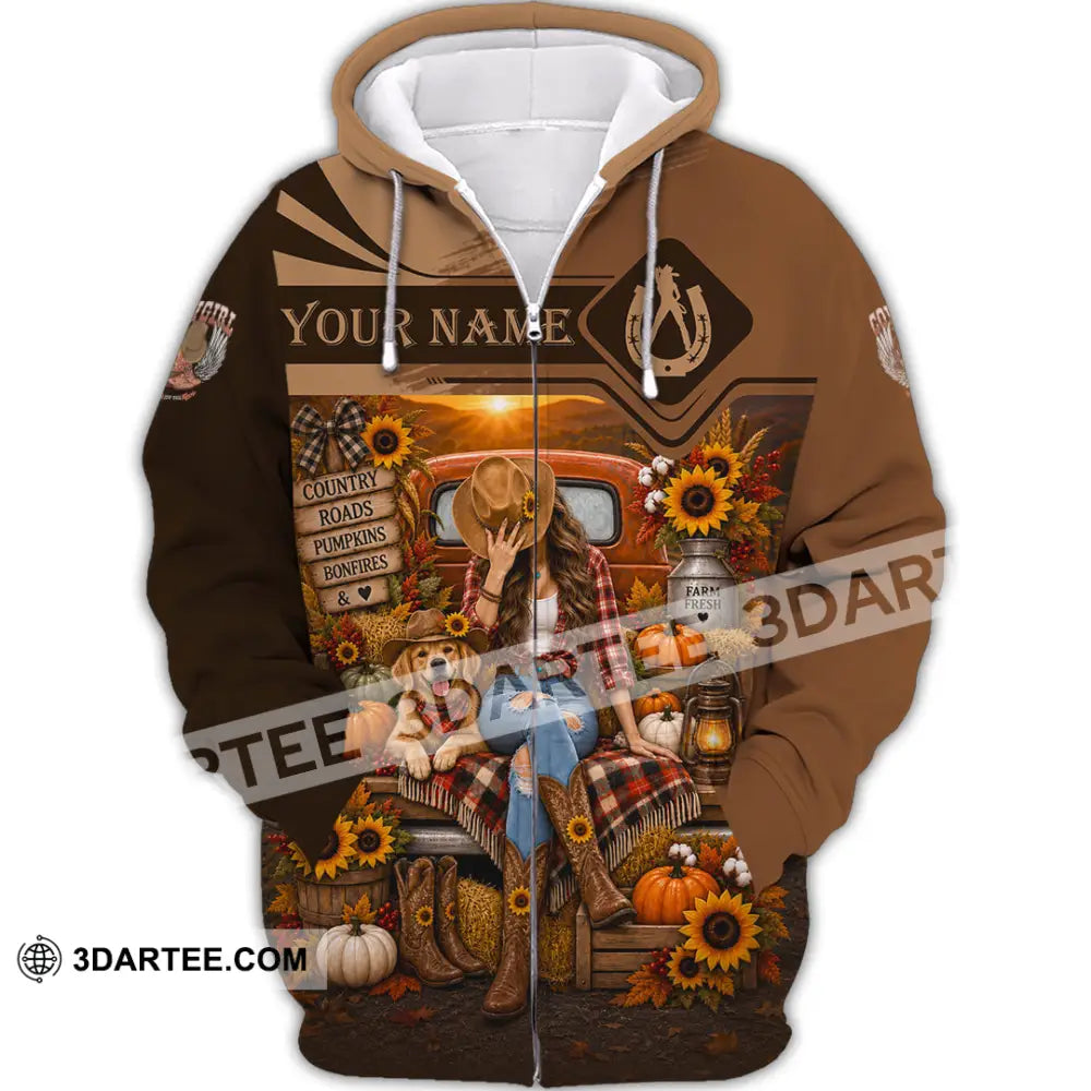 Women Shirt - Custom Autumn Cowgirl Shirt - Zipper Hoodie / S - T-shirt
