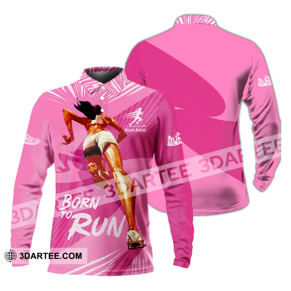 Women Shirt - Custom Born To Run Shirt - Long Sleeve Polo / S - T-shirt