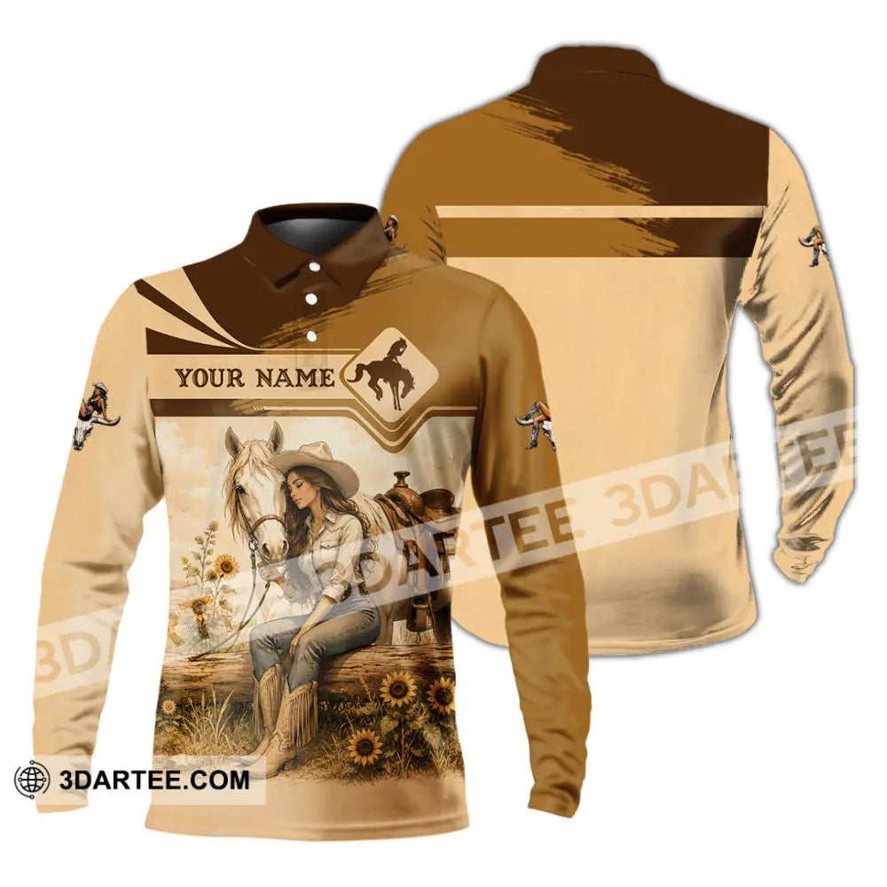 Women Shirt - Custom Cowgirl Shirt - Long Sleeve Polo / S - T-shirt