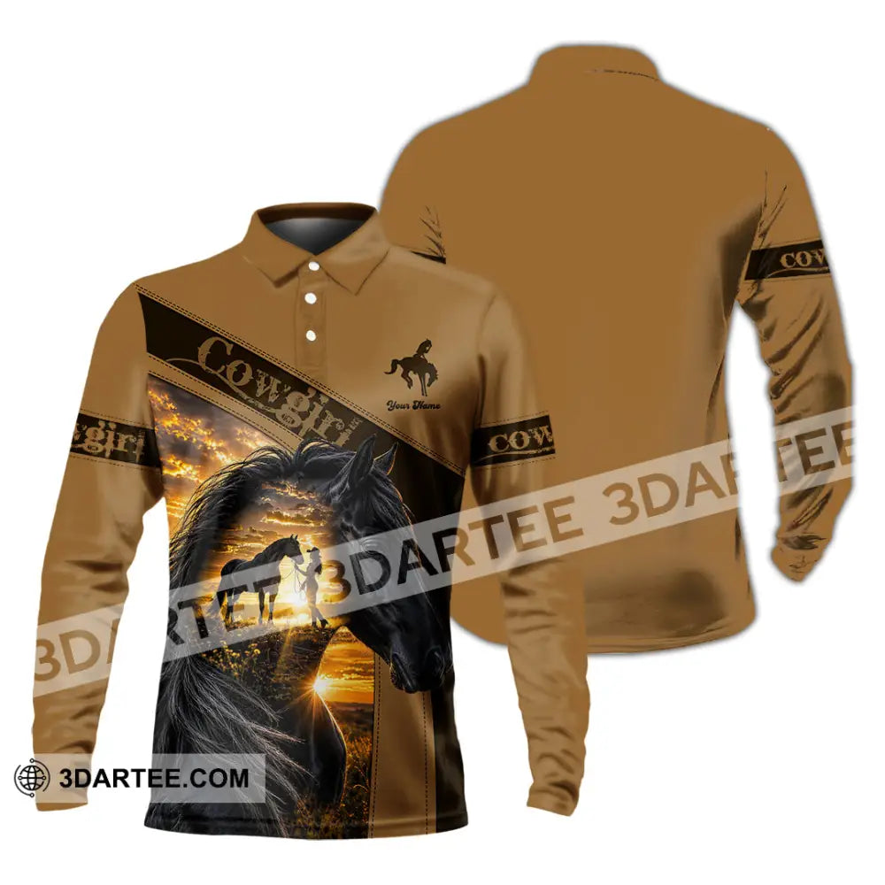 Women Shirt - Custom Cowgirl Shirt - Long Sleeve Polo / S - T-shirt