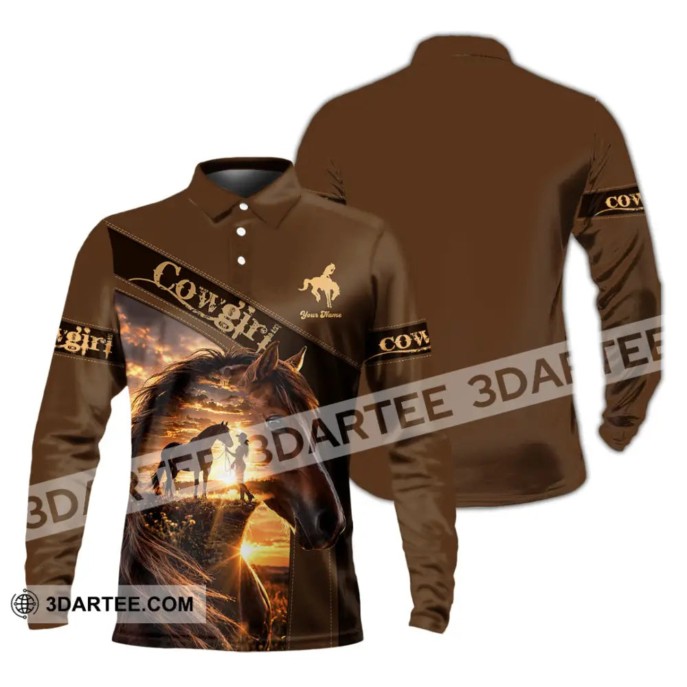 Women Shirt - Custom Cowgirl Shirt - Long Sleeve Polo / S - T-shirt