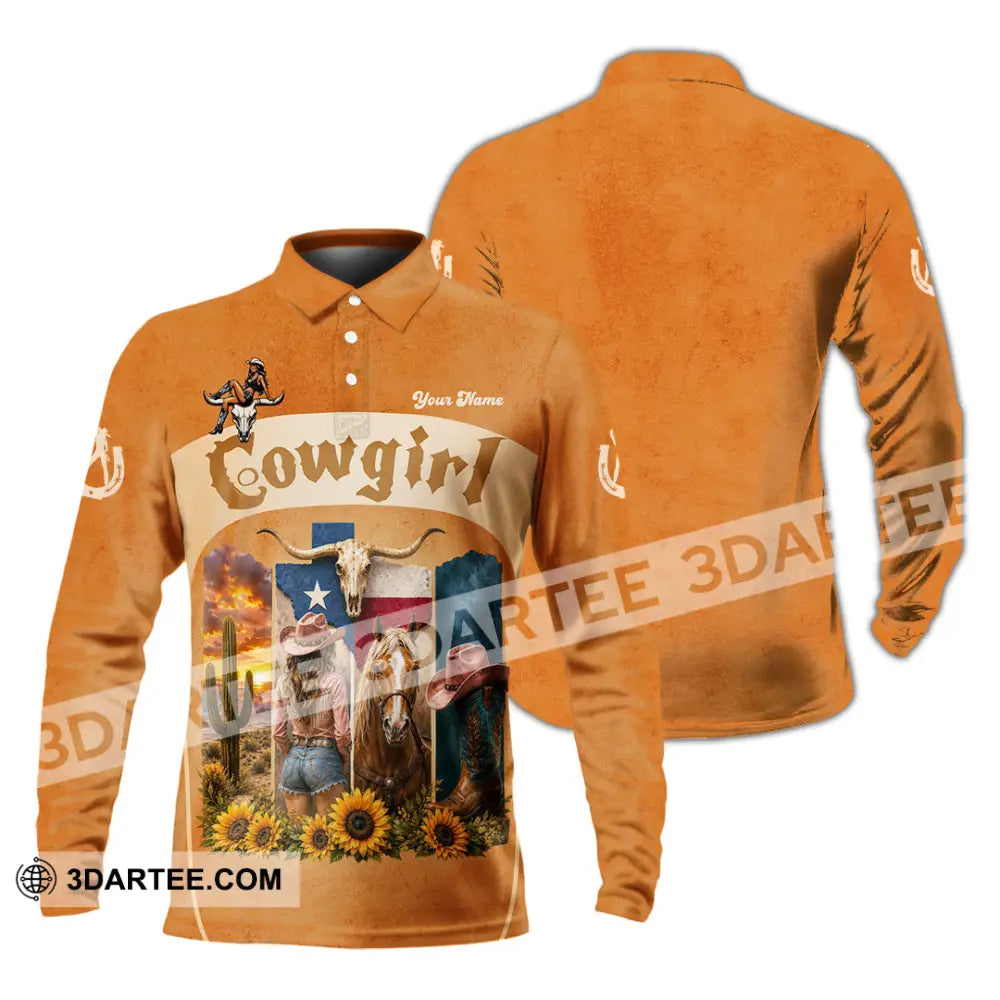 Women Shirt - Custom Cowgirl Shirt - Long Sleeve Polo / S - T-shirt
