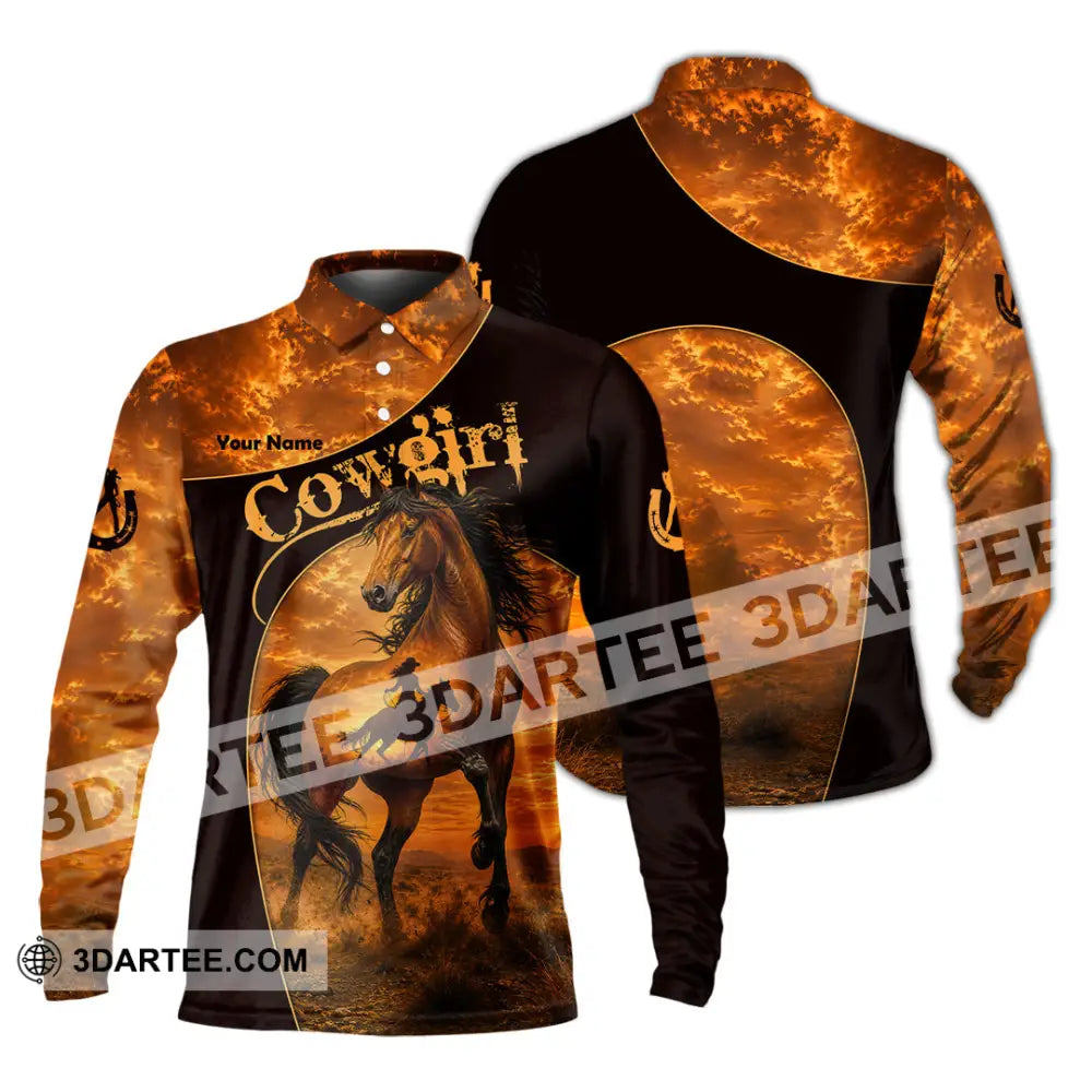Women Shirt - Custom Cowgirl Shirt - Long Sleeve Polo / S - T-shirt