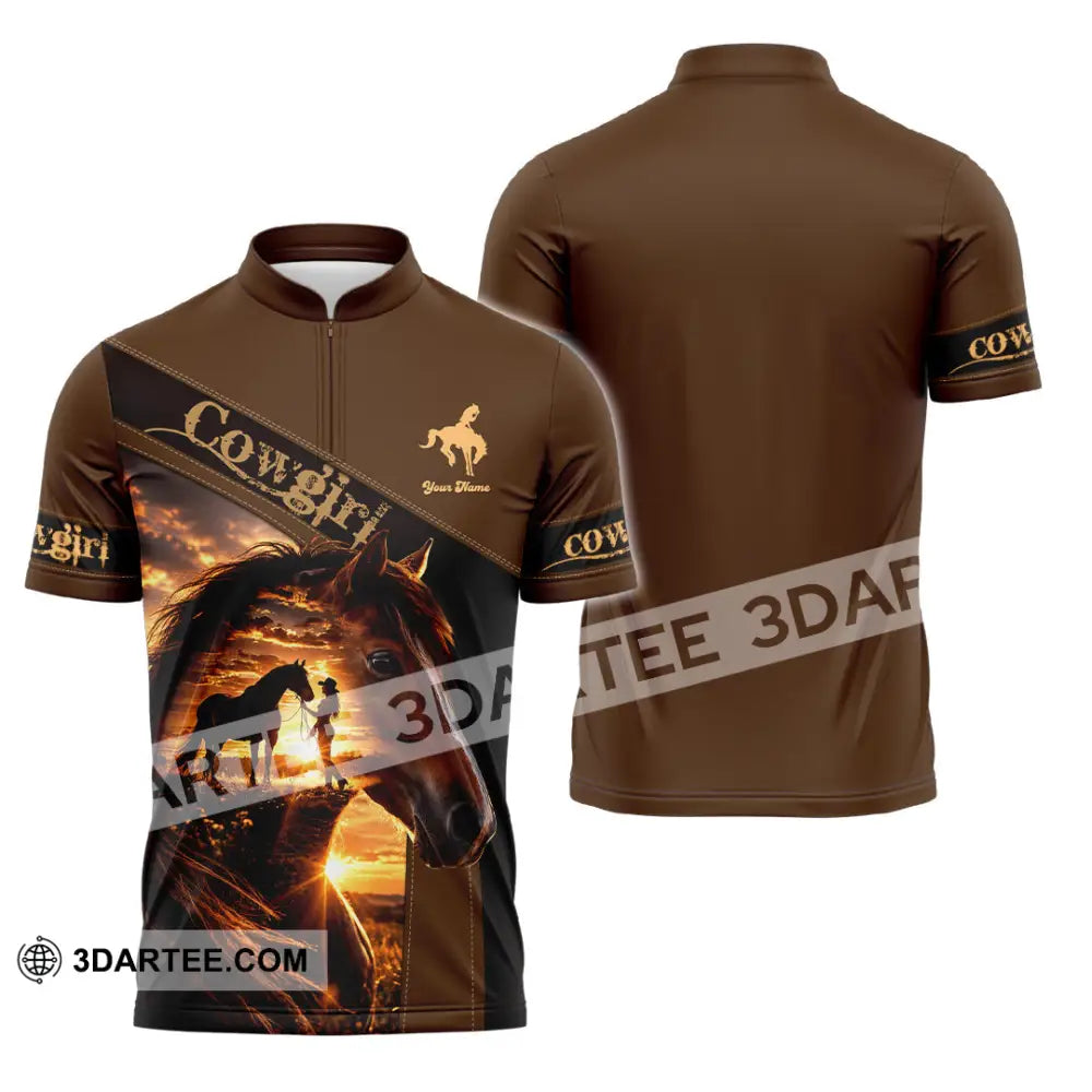 Women Shirt - Custom Cowgirl Shirt - Zipper Polo Shirt / S - T-shirt