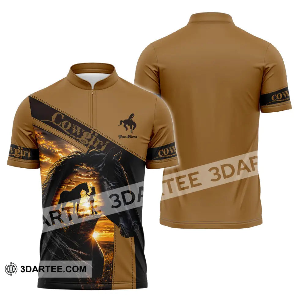 Women Shirt - Custom Cowgirl Shirt - Zipper Polo Shirt / S - T-shirt