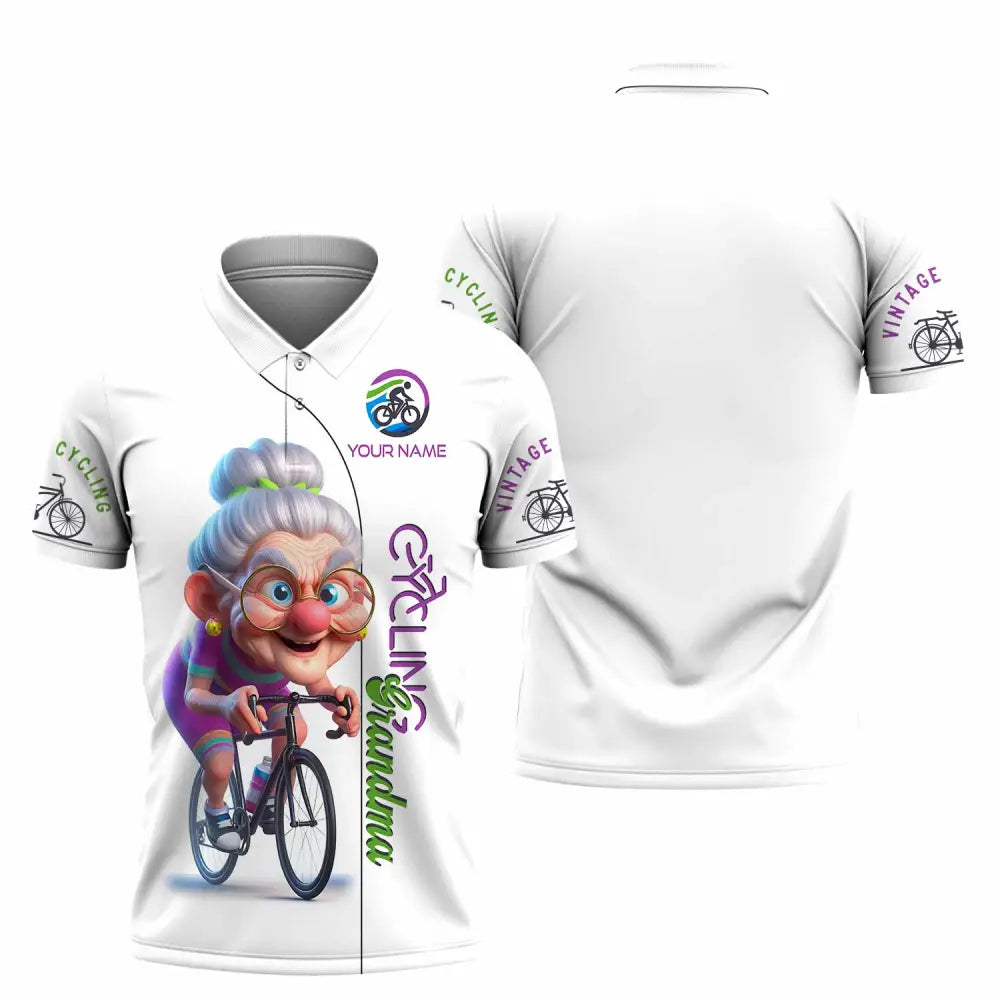 Women Shirt - Custom Cycling Grandma Sports Shirt Polo Shirt / S T-shirt