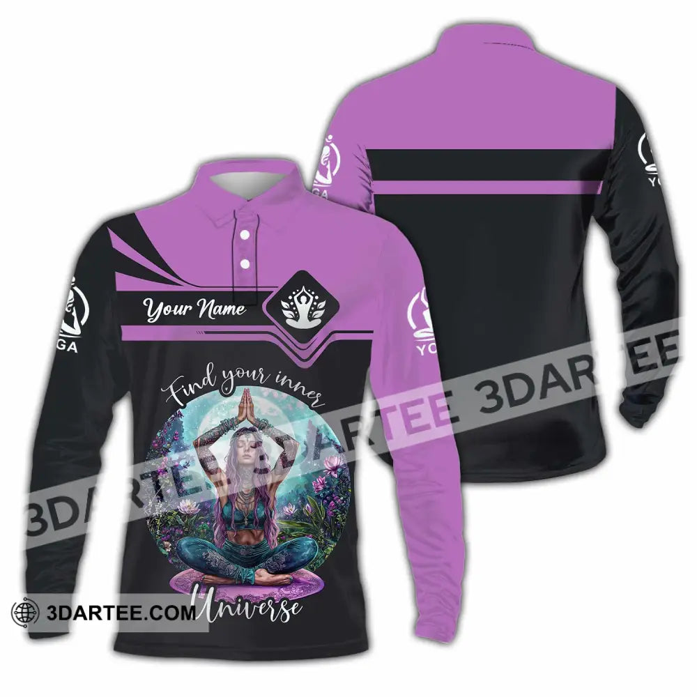 Women Shirt - Custom Find Your Inner Universe Yoga Shirt Long Sleeve Polo / S T-shirt