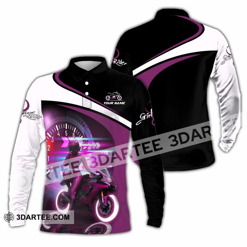 Women Shirt - Custom Girl Rider Shirt - Long Sleeve Polo / S - T-shirt