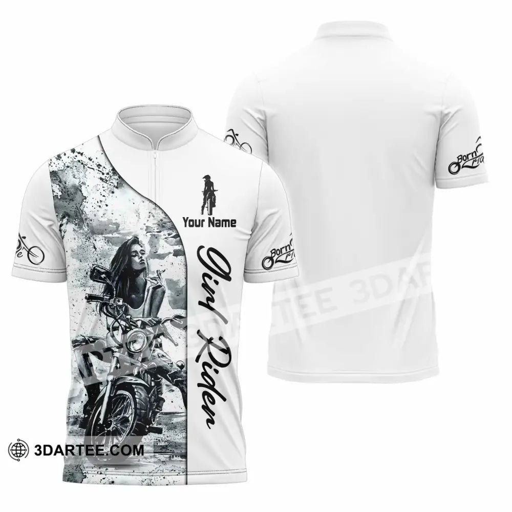 Women Shirt - Custom Girl Rider Shirt - Zipper Polo Shirt / S - T-shirt