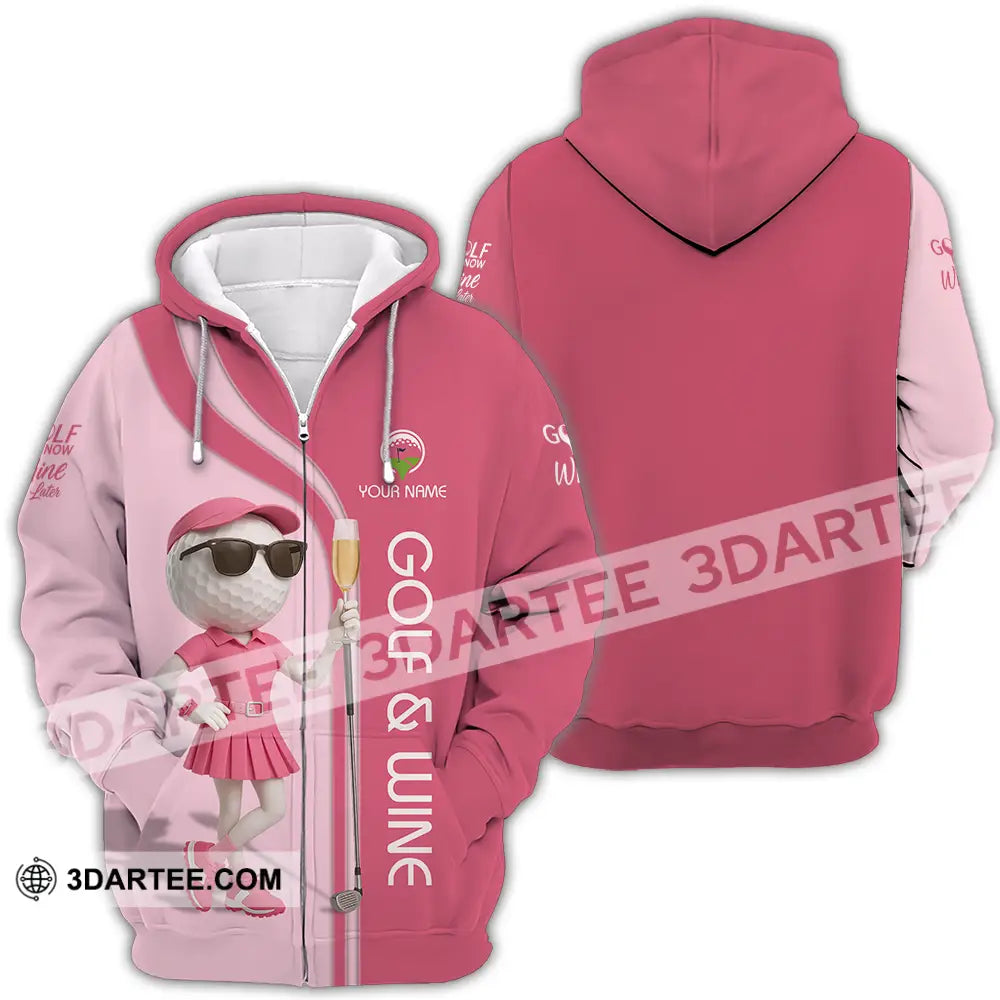 Women Shirt - Custom Golf And Wine Shirt Zipper Hoodie / S T-shirt
