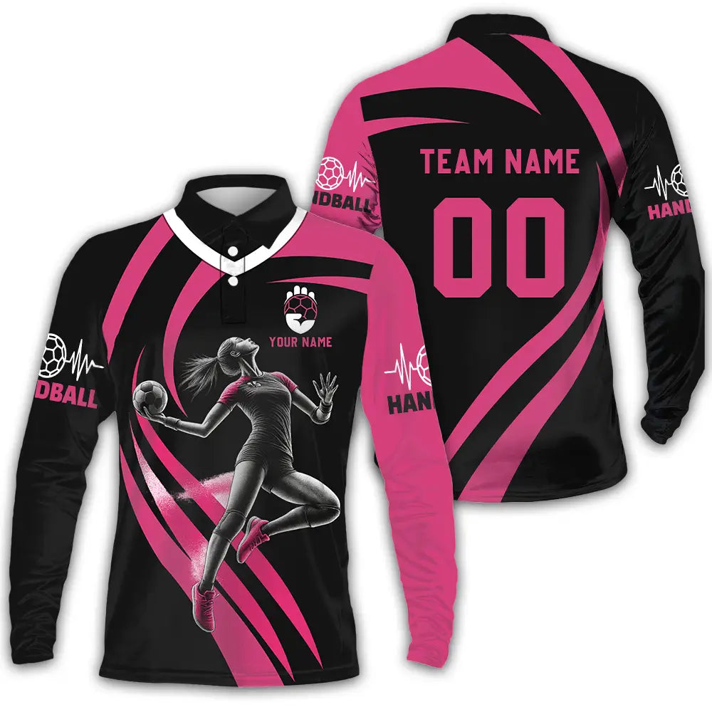 Women Shirt - Custom Handball Player Shirt Long Sleeve Polo / S T-shirt