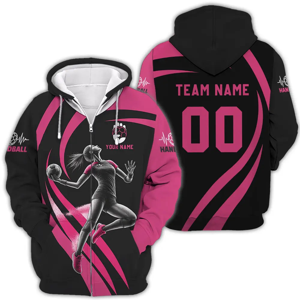 Women Shirt - Custom Handball Player Shirt Zipper Hoodie / S T-shirt