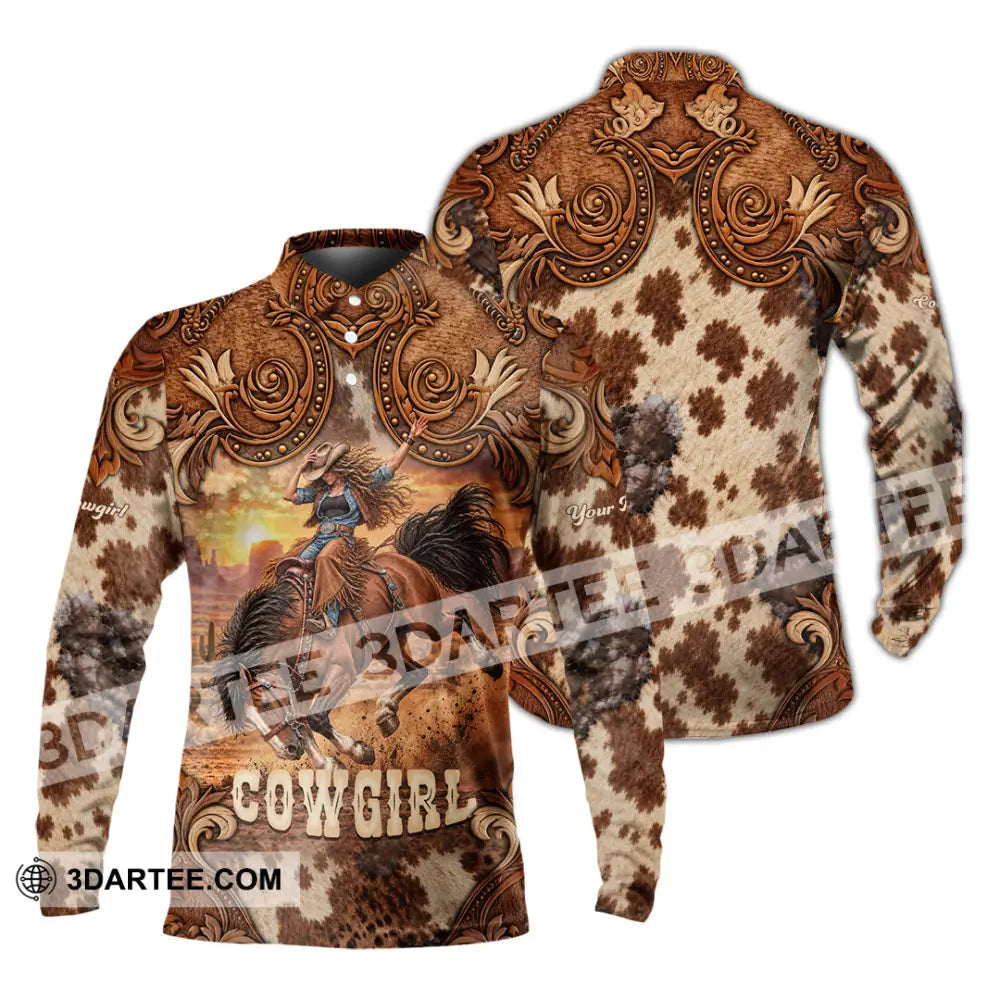Women Shirt - Custom Horse Girl Cowgirl Shirt - Long Sleeve Polo / S - T-shirt
