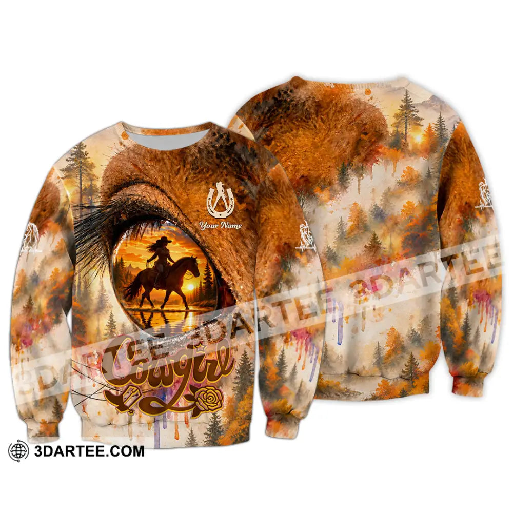 Women Shirt - Custom Horse Girl Cowgirl Shirt - Long Sleeve / S - T-shirt