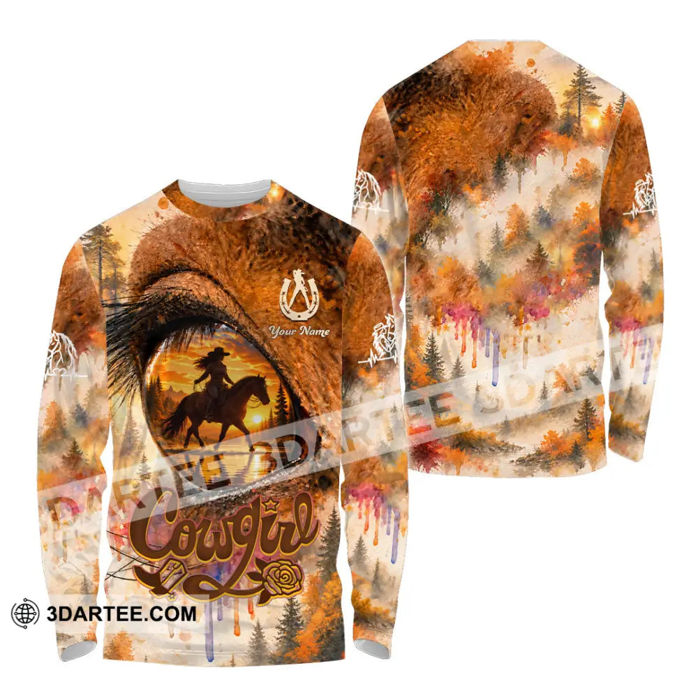 Women Shirt - Custom Horse Girl Cowgirl Shirt - Long Sleeve Shirt / S - T-shirt