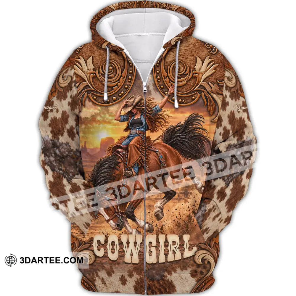 Women Shirt - Custom Horse Girl Cowgirl Shirt - Zipper Hoodie / S - T-shirt
