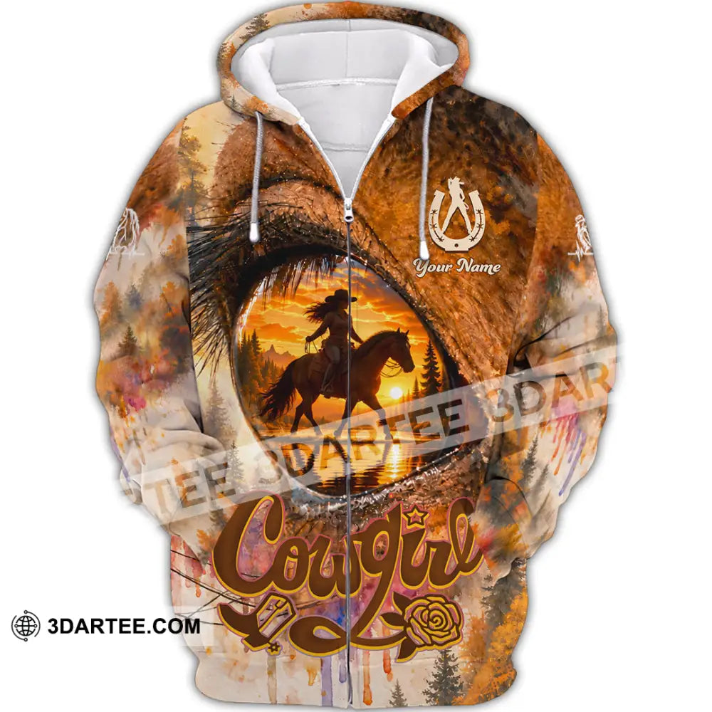 Women Shirt - Custom Horse Girl Cowgirl Shirt - Zipper Hoodie / S - T-shirt