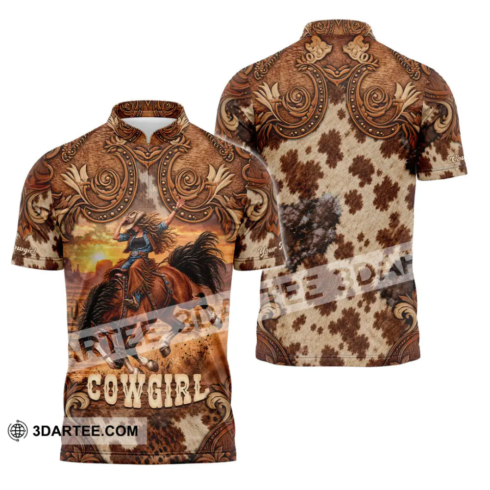 Women Shirt - Custom Horse Girl Cowgirl Shirt - Zipper Polo Shirt / S - T-shirt