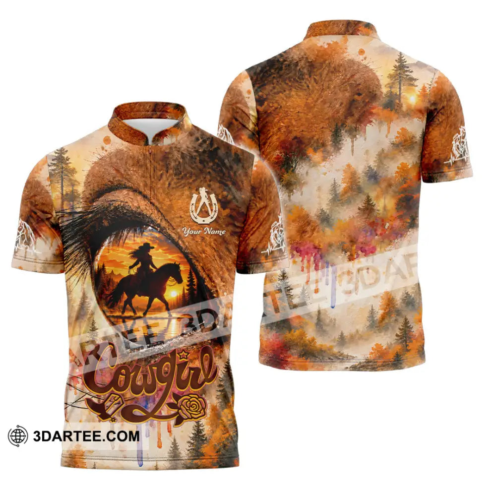 Women Shirt - Custom Horse Girl Cowgirl Shirt - Zipper Polo Shirt / S - T-shirt