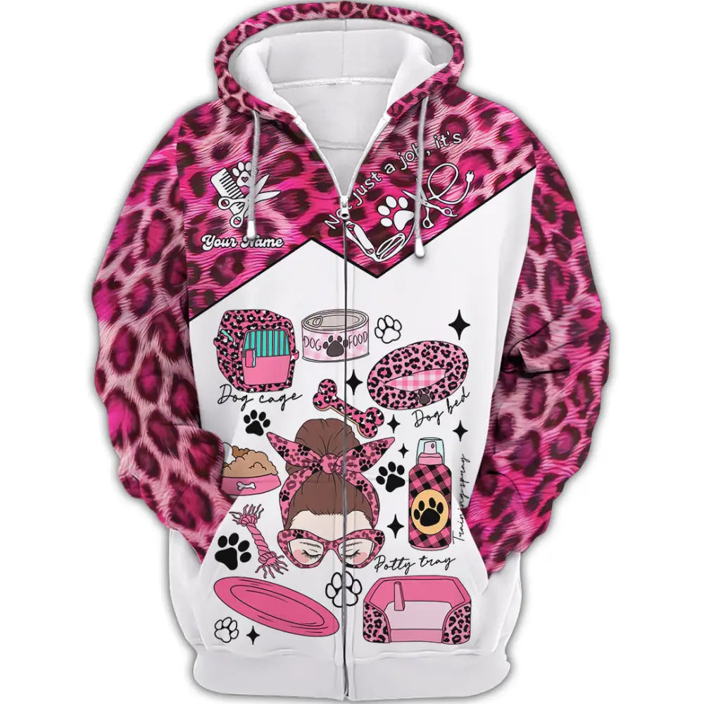 Women Shirt - Custom It’s Not Just A Job It’s Love Pet Groomer Shirt Zipper Hoodie / S T-shirt