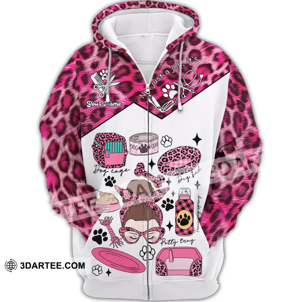 Women Shirt - Custom It’s Not Just A Job It’s Love Pet Groomer Shirt Zipper Hoodie / S T-shirt