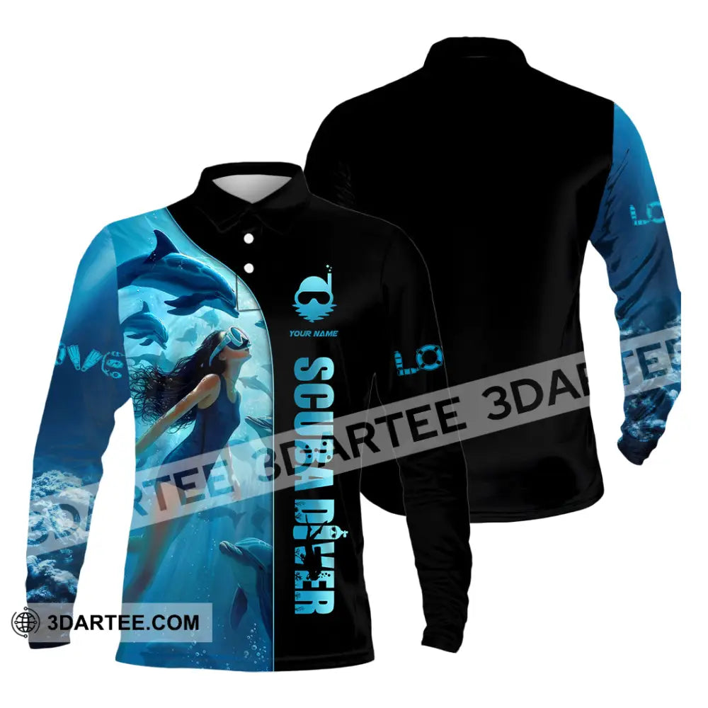 Women Shirt - Custom Love Scuba Diving Shirt For Diver Long Sleeve Polo / S T-shirt
