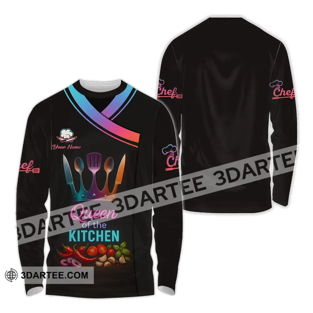 Women Shirt - Custom Queen Of The Kitchen Master Chef Shirt Long Sleeve Shirt / S T-shirt