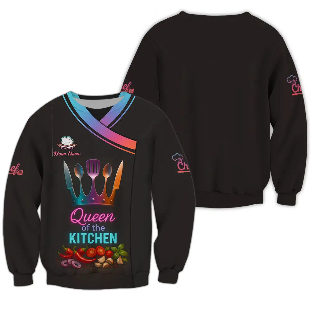 Women Shirt - Custom Queen Of The Kitchen Master Chef Shirt Long Sleeve / S T-shirt