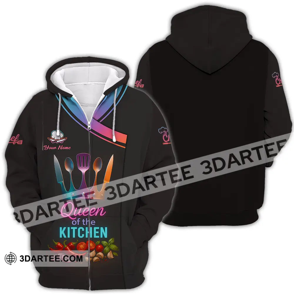 Women Shirt - Custom Queen Of The Kitchen Master Chef Shirt Zipper Hoodie / S T-shirt