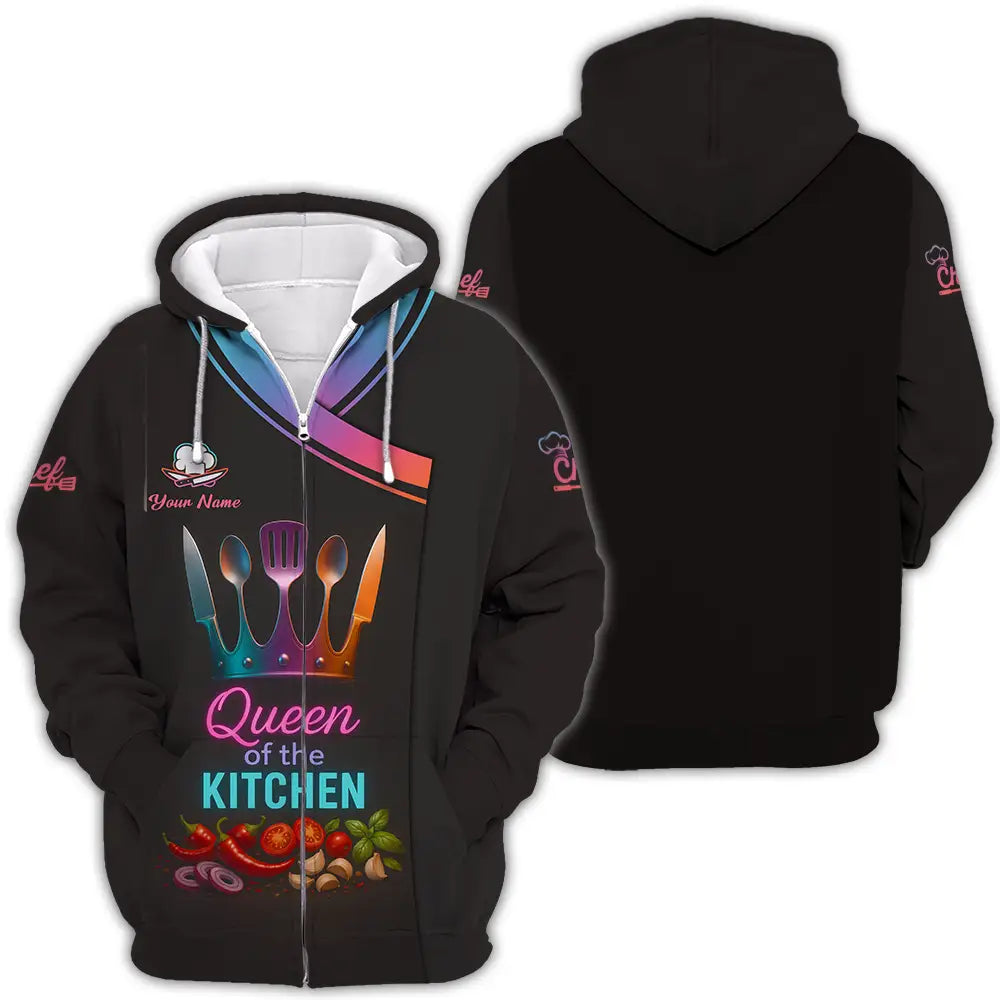 Women Shirt - Custom Queen Of The Kitchen Master Chef Shirt Zipper Hoodie / S T-shirt