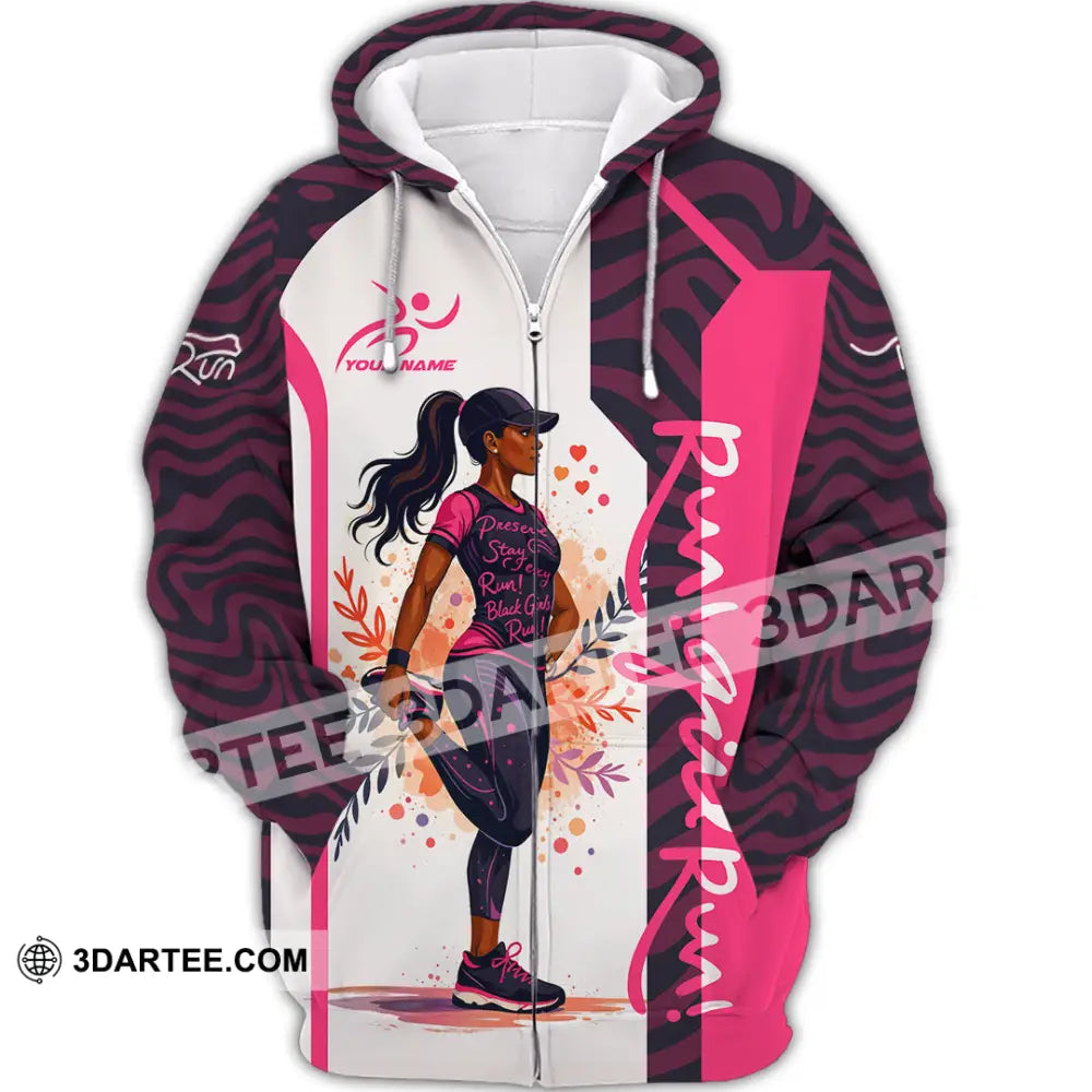 Women Shirt - Custom Run Girl Run 3D Shirt Zipper Hoodie / S T-shirt