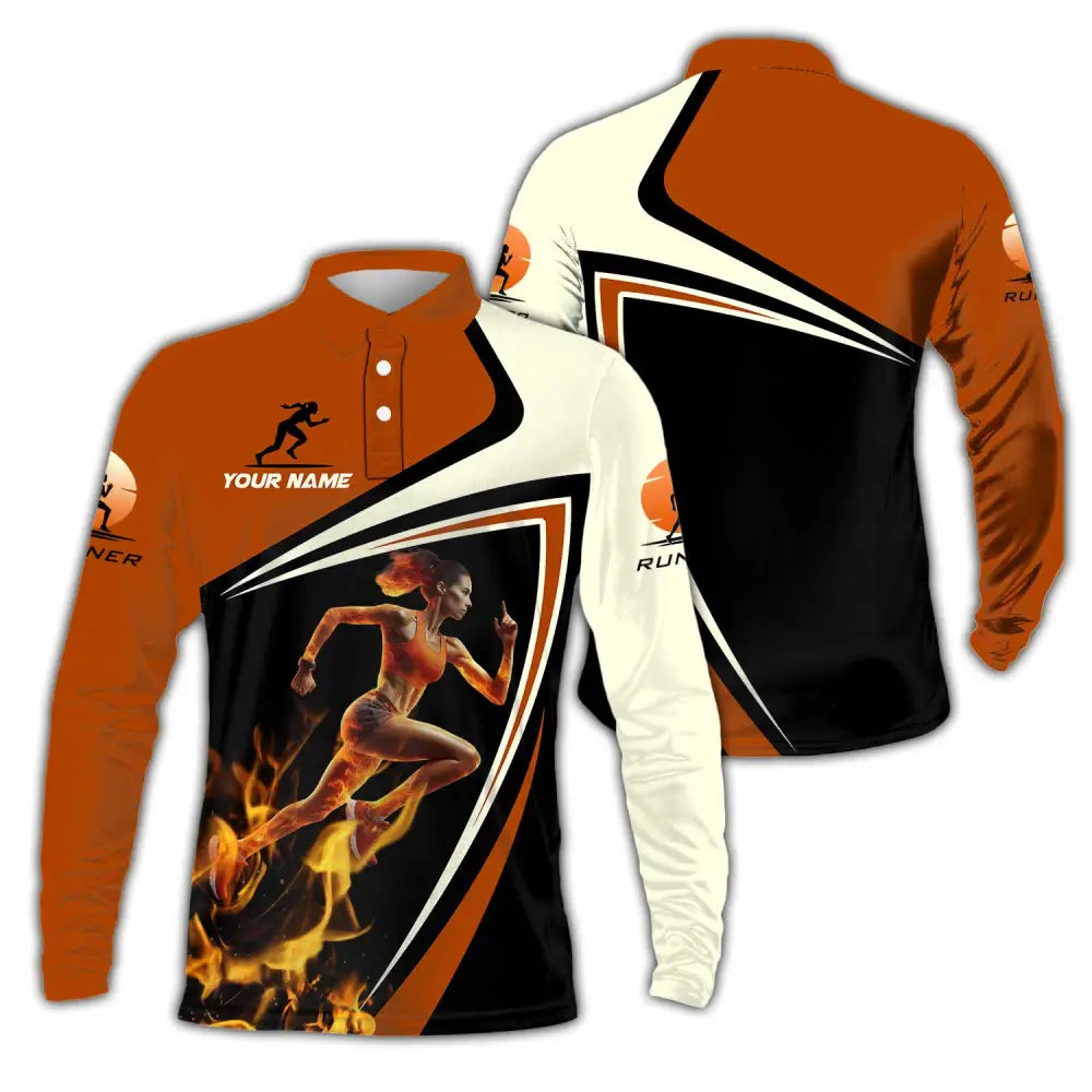 Women Shirt - Custom Running Women Runner Shirt Long Sleeve Polo / S T-shirt
