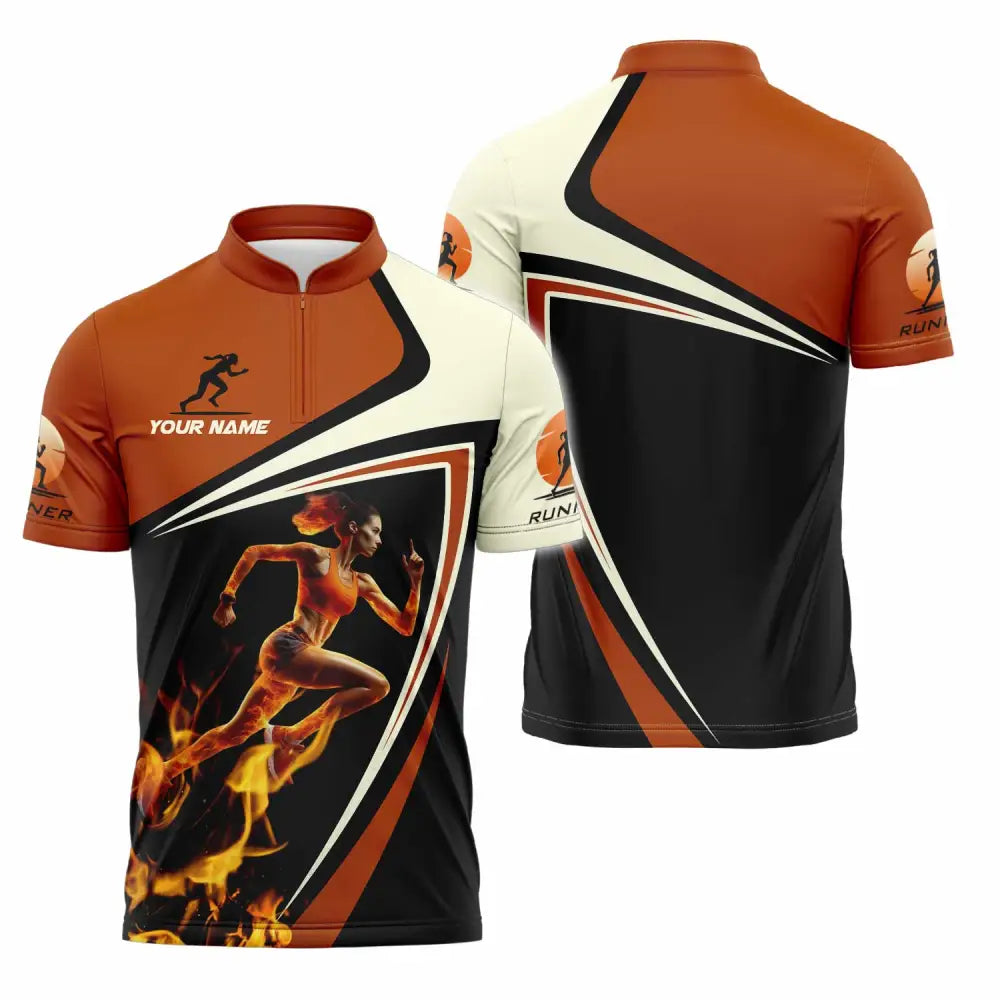 Women Shirt - Custom Running Women Runner Shirt Zipper Polo Shirt / S T-shirt