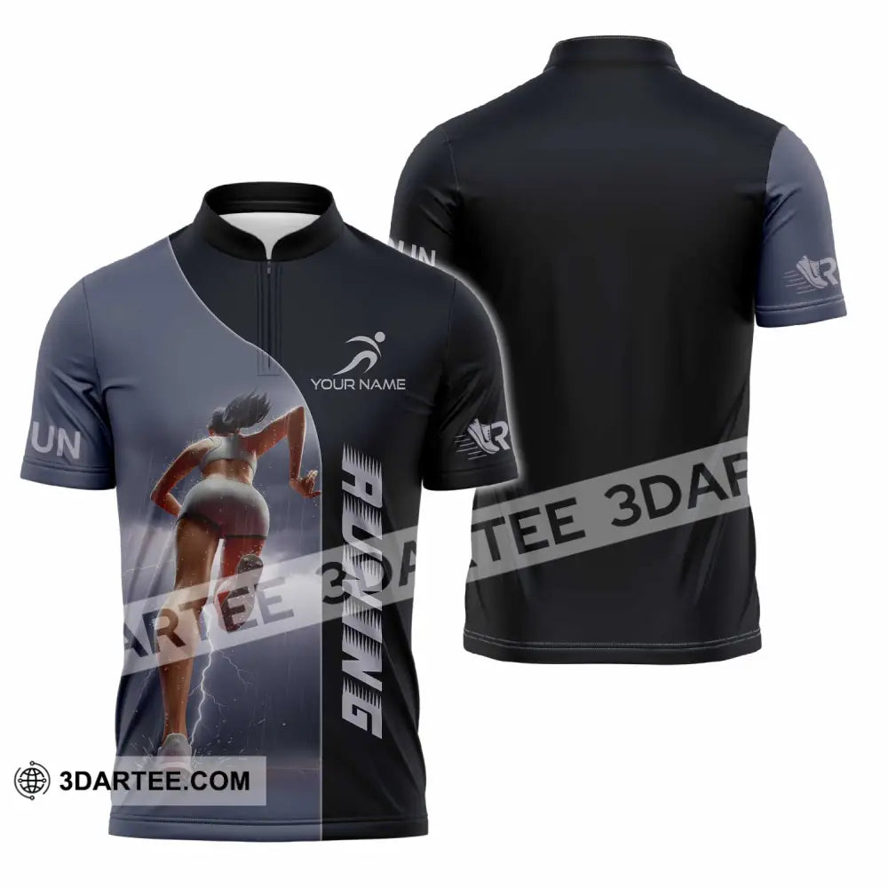 Women Shirt - Custom Running Sport Shirt Zipper Polo Shirt / S T-shirt