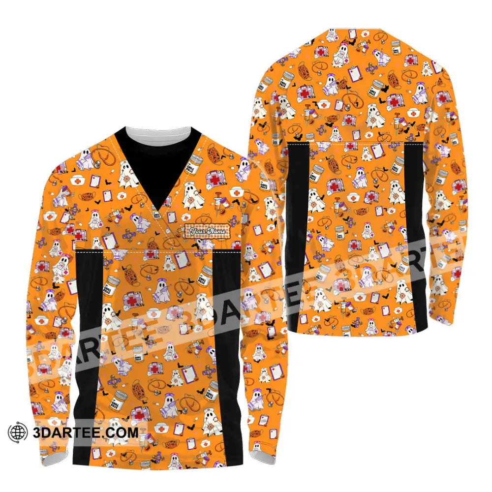 Women Shirt - Custom Scrubstar Fright Friends Halloween Shirt Long Sleeve Shirt / S T-shirt
