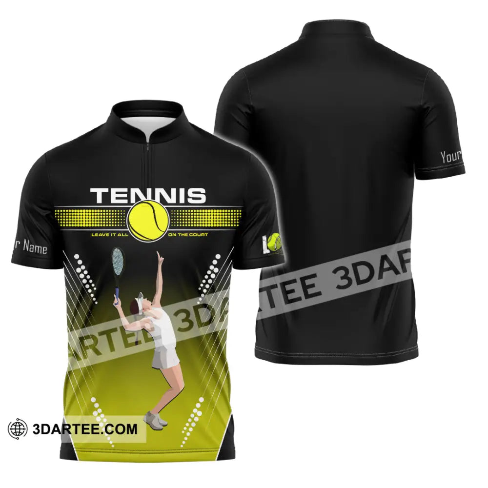 Women Shirt - Custom Tennis Player Sport Shirt Zipper Polo Shirt / S T-shirt