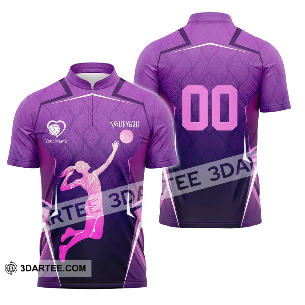 Women Shirt - Custom Volleyball 3D Shirt - Zipper Polo Shirt / S - T-shirt