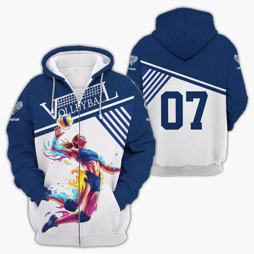 Women Shirt - Custom Volleyball Player Sport Shirt Zipper Hoodie / S T-shirt