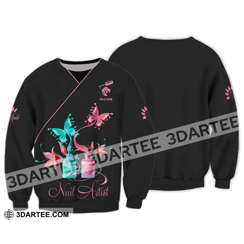 Women Shirt Nail Technician Artist Hoodie Tech T-Shirt Long Sleeve / S