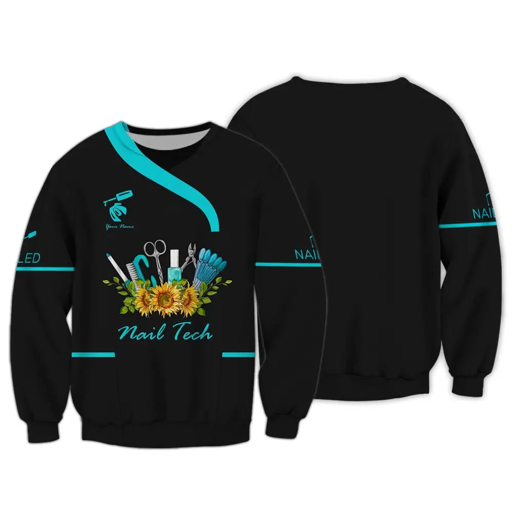 Women Shirt Nail Technician Hoodie Tech Sportwear Long Sleeve / S T-Shirt