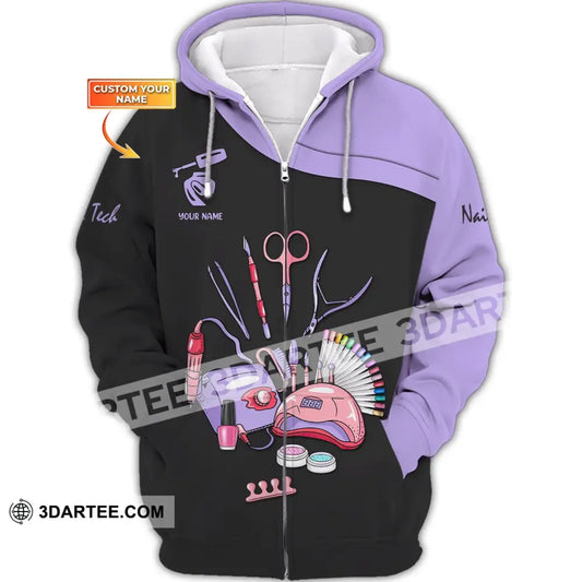 Women Shirt Nail Technician Tech Hoodie Sportwear Zipper / S T-Shirt