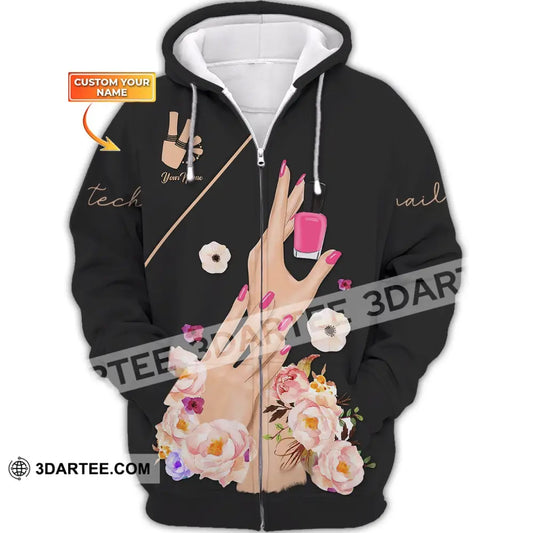 Women Shirt Nail Technician Tech Hoodie Sportwear Zipper / S T-Shirt