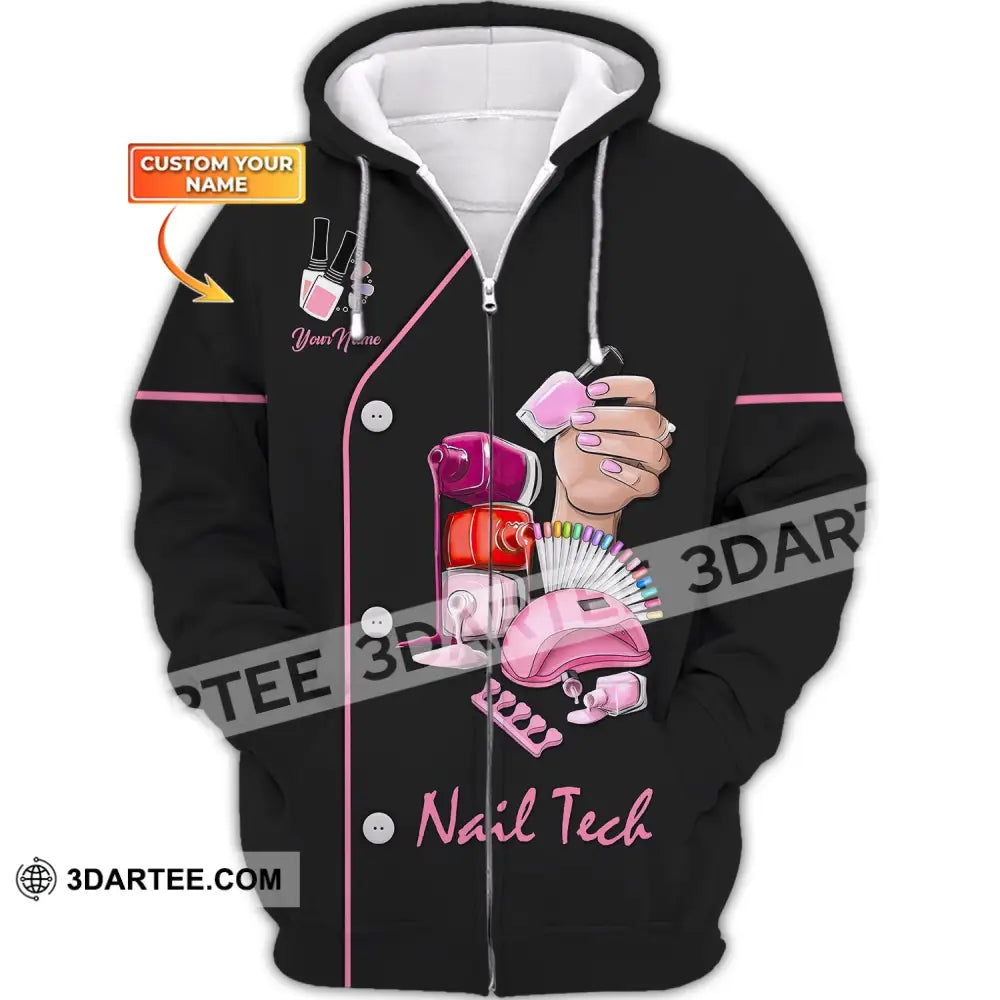 Women Shirt Nail Technician Tech Hoodie Sportwear Zipper / S T-Shirt