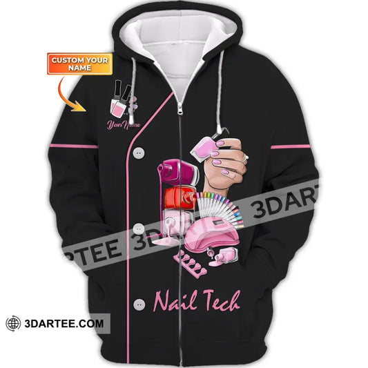 Women Shirt Nail Technician Tech Hoodie Sportwear Zipper / S T-Shirt